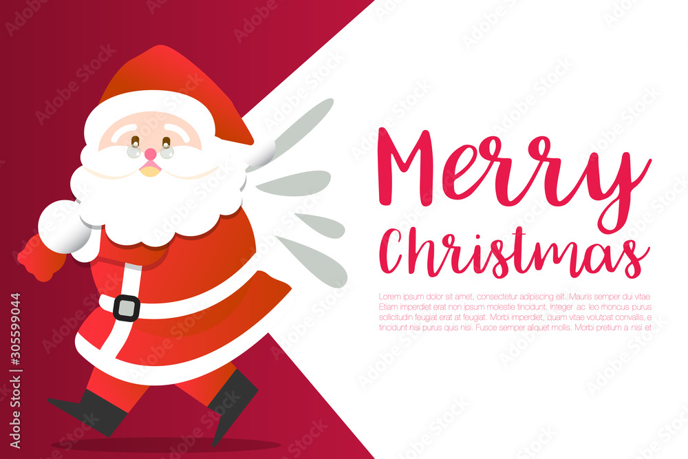Merry Christmas happy Santa Claus Happy New Year on Red and white snow background Merry Christmas happy Santa Claus Happy New Year on Red and white snow background