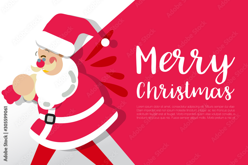 Merry Christmas happy Santa Claus Happy New Year on Red and white snow background Merry Christmas happy Santa Claus Happy New Year on Red and white snow background