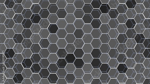 Abstract background of colorful outline hexagons
