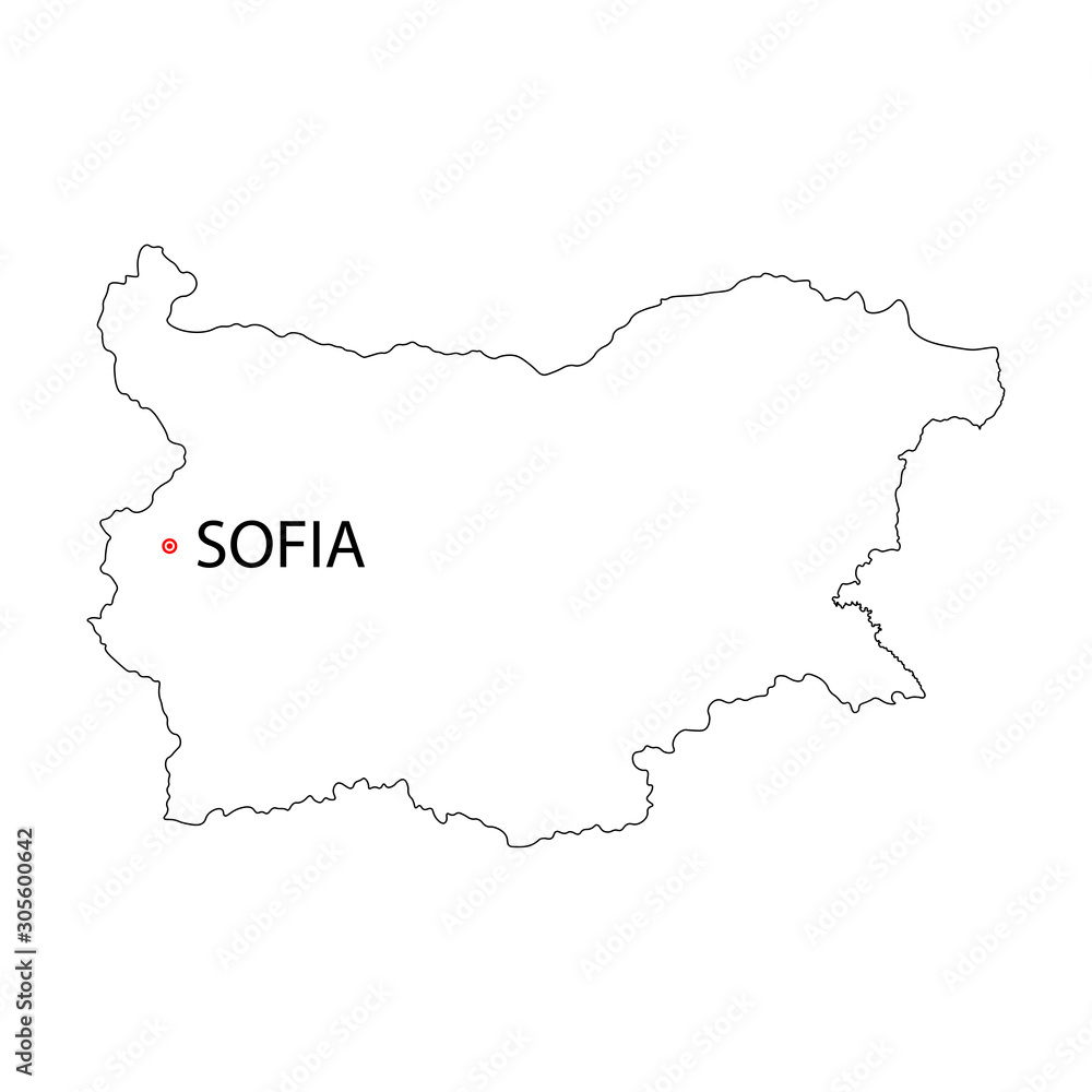 Map of Bulgaria with location of the capital Sofia sign eps ten Map of Bulgaria with location of the capital Sofia sign eps ten