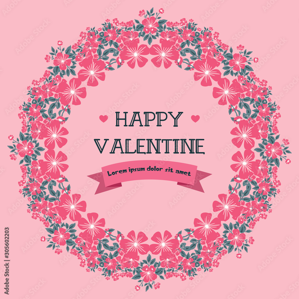 Card concept of valentine day, with leaf flower frame, isolated on pink background. Vector Card concept of valentine day, with leaf flower frame, isolated on pink background. Vector