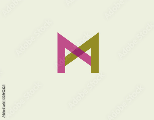 Free Download Creative logo icon letter M made of two elements of pink and green at the intersection of multiplay for your company - GFXLoad