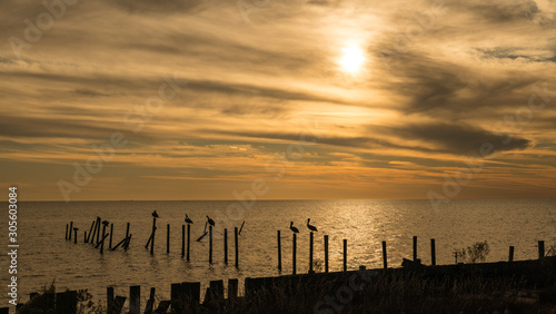 Sunset on the Gulf of Mexico near the Mississippi Sound   Biloxi 