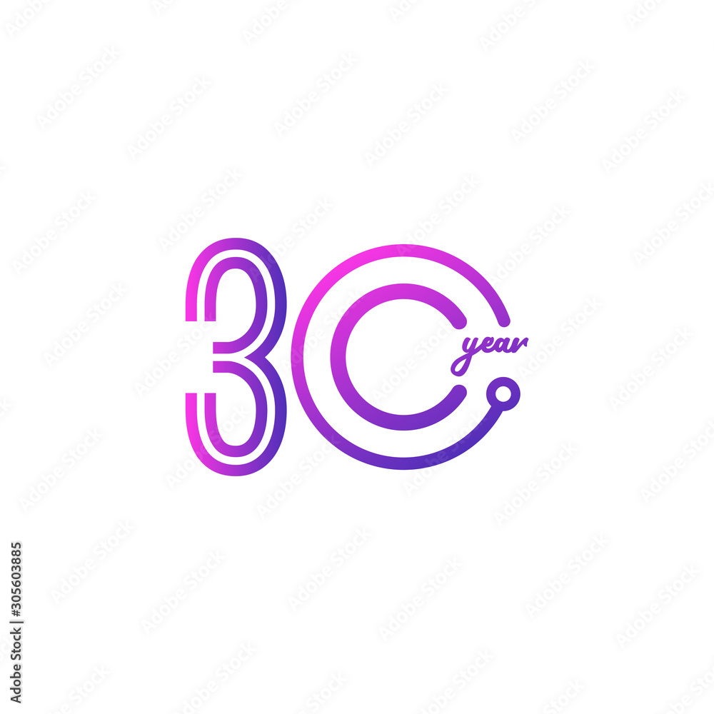 Obraz premium 30 Years Anniversary Celebration Number Vector Template Design Illustration Logo Icon