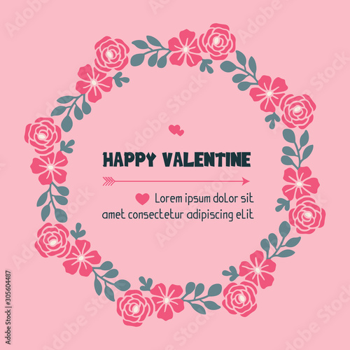 Elegant banner lettering of valentine day, with decorative beauty of pink flower frame. Vector © StockFloral