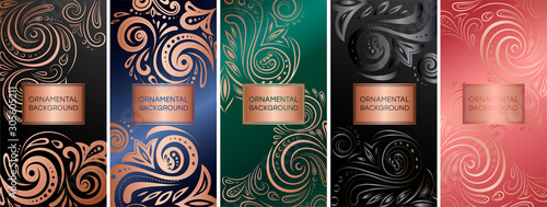 Luxury packaging design of chocolate bars. Vintage ornament template. Elegant, classic elements. Great for food, drink and other package types. Vector illustration