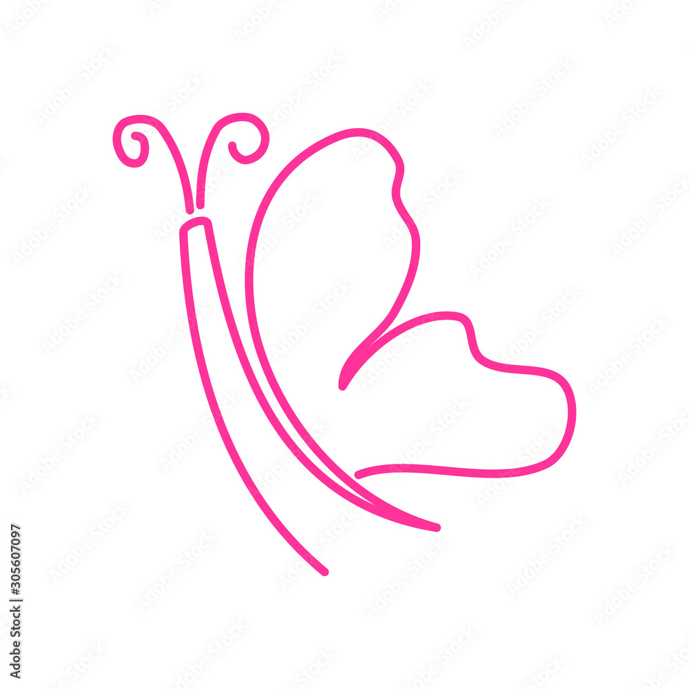  Butterfly Line Fly Logo Design Template Illustration Isolated