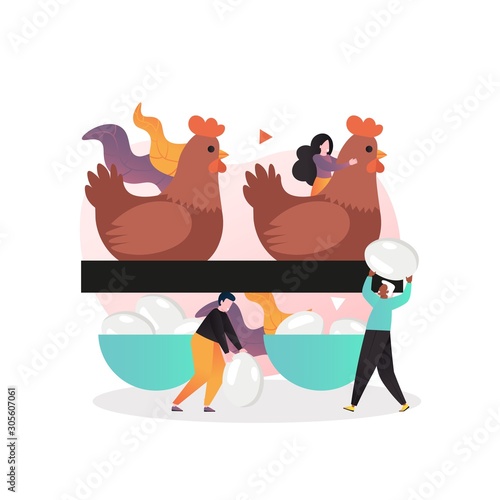 Poultry farming vector concept for web banner  website page