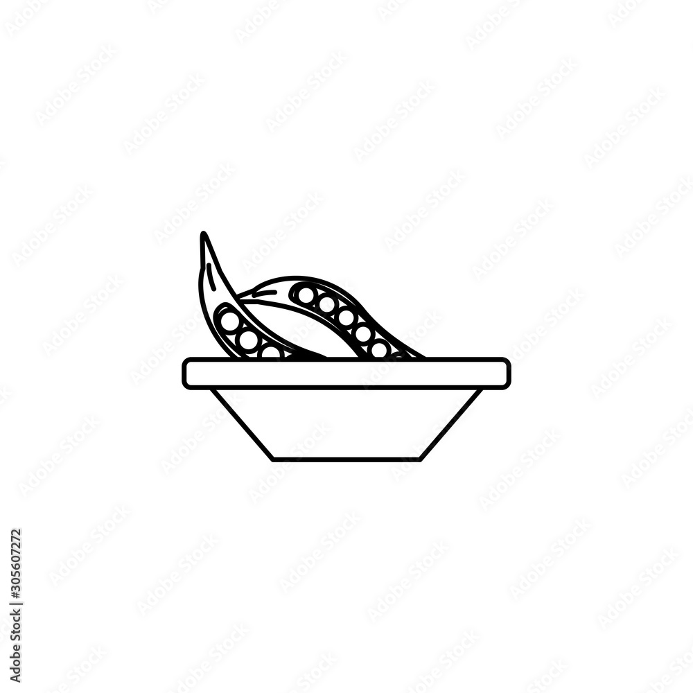 vegetable pea in pod in bowl line style icon vegetable pea in pod in bowl line style icon