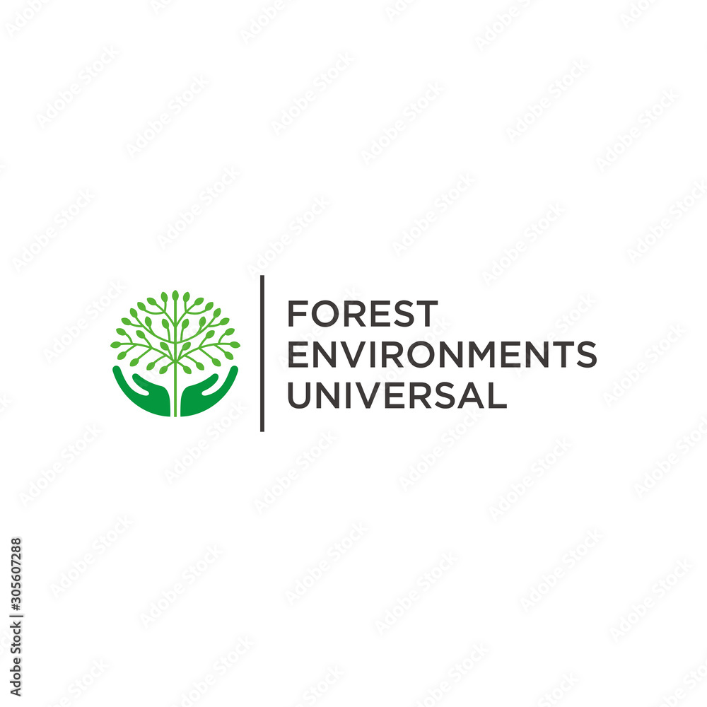 nature care logo with plant and hand symbols, vector eps 10 Stock