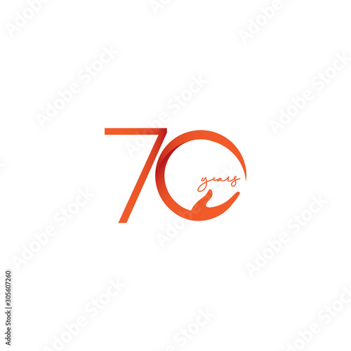 70 Years Anniversary Celebration Number Vector Template Design Illustration Logo Icon