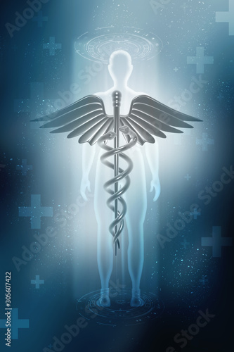 3d illustration caduceus medical symbol