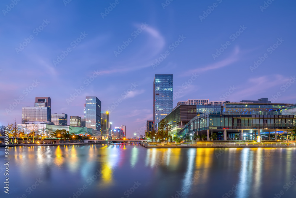 Obraz premium Krajobraz Nowoczesnej Architektury Miasta Ningbo