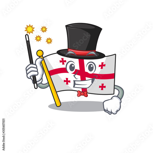 Cartoon character design of flag georgia Magician style