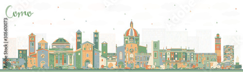 Como Italy City Skyline with Color Buildings. © BooblGum