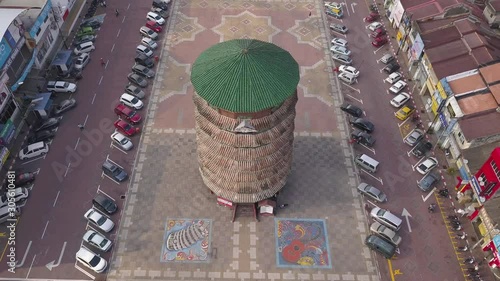 Aerial view of a public tower known as Menara Condong Teluk Intan in Malaysia. photo