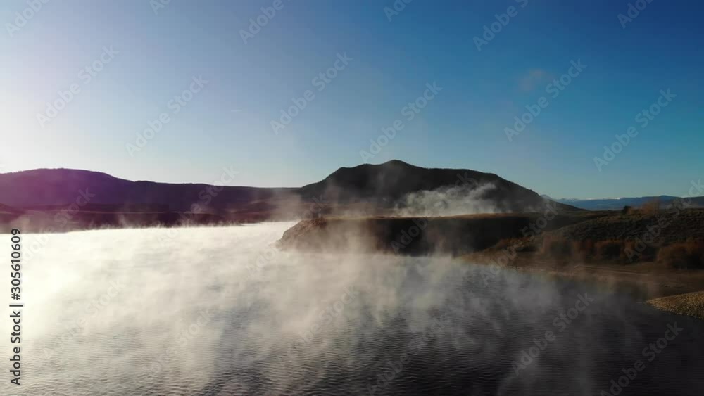 Dolly in shot of the steam on the water at Steamboat Springs Colorado, USA Dolly in shot of the steam on the water at Steamboat Springs Colorado, USA