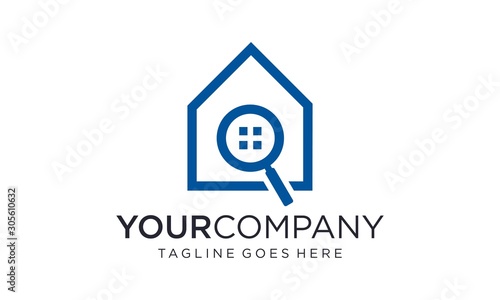 Logo design concept home search on white background