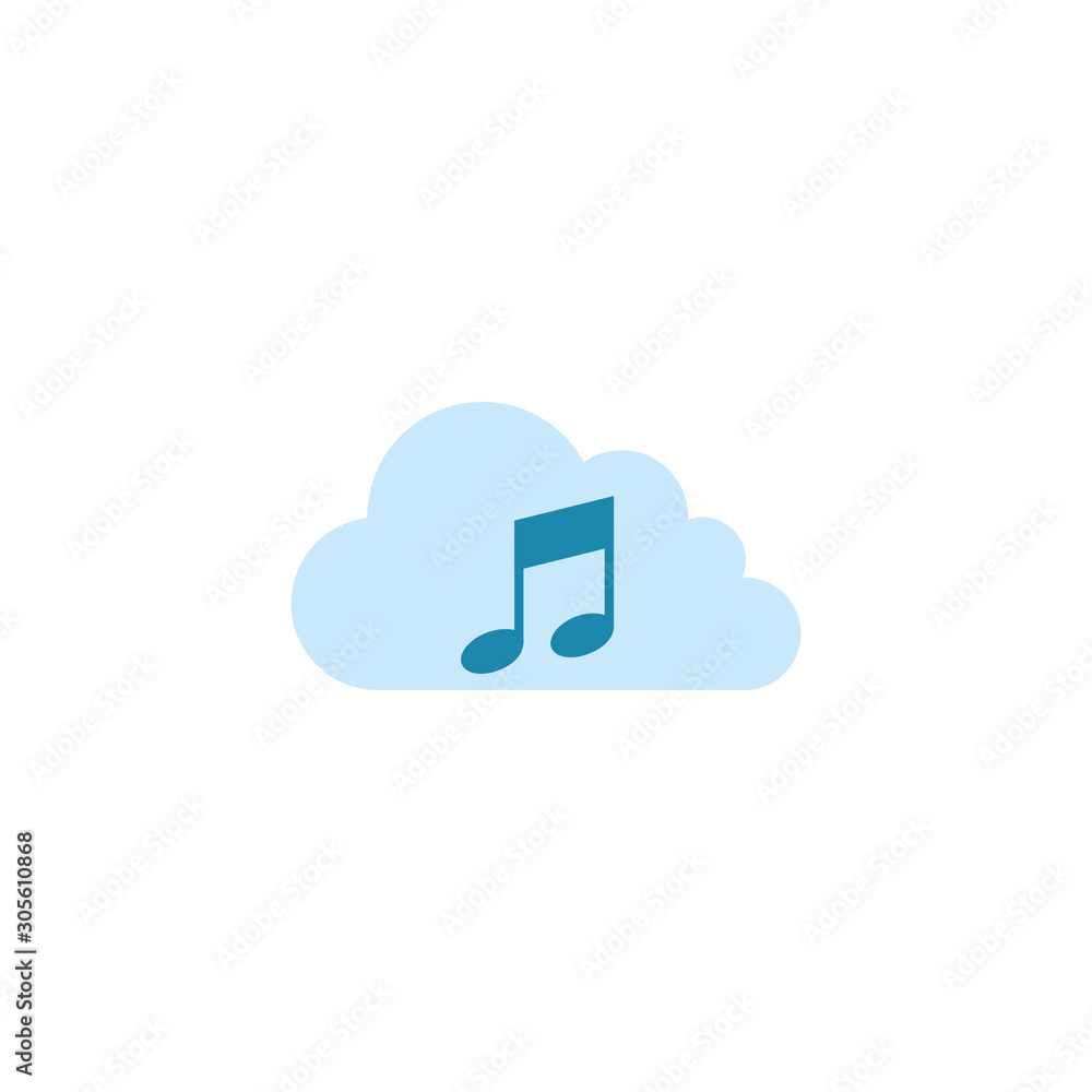 music note in cloud flat style icon music note in cloud flat style icon
