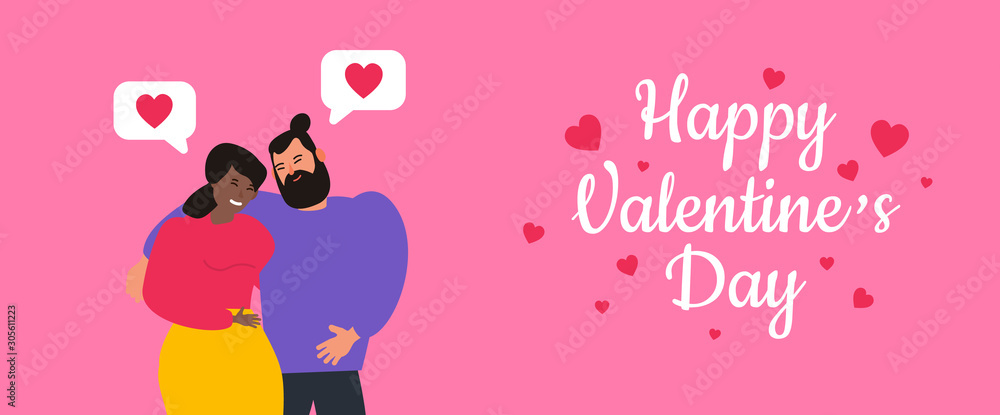 happy valentines day vector illustration mixed race couple hugging happy valentines day vector illustration mixed race couple hugging