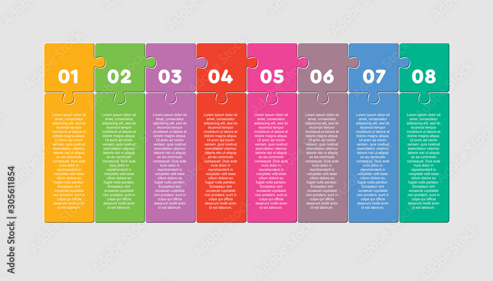 Eight options puzzle square diagram info graphic Eight options puzzle square diagram info graphic