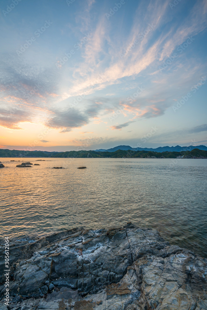 beautiful twilight sunset with blue sky high peak mountains mist fog green forest park ocean sea idea for backpacker guiding backpacking camping campfire relax hiking long weekend at Wakayama Japan beautiful twilight sunset with blue sky high peak mountains mist fog green forest park ocean sea idea for backpacker guiding backpacking camping campfire relax hiking long weekend at Wakayama Japan