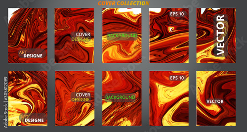 Set abstract marble modern designe. Splash acrylic colored bright liquid. Paints texture A4. For sale flyer cover presentation print business cards calendars invitations sites packaging. Copy space.