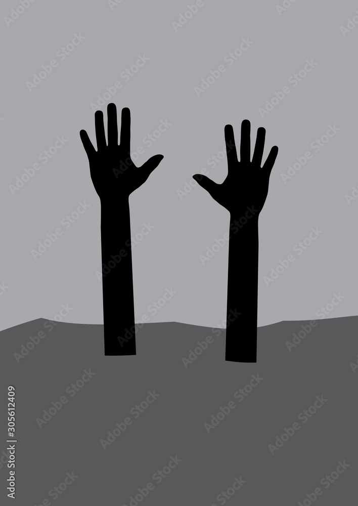 Man hand helping concept with the sea