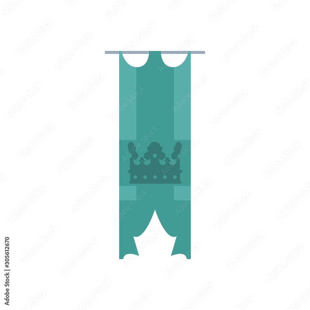 medieval hanging pennant with crown flat style icon medieval hanging pennant with crown flat style icon