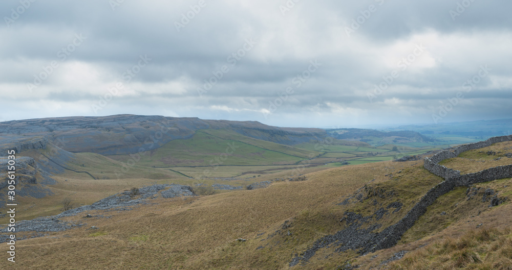 Looking out over the valley near Pen-y-ghent in the Yorkshire Dales
