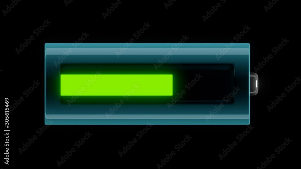 Blue battery charging. 3d animation Blue battery charging. 3d animation