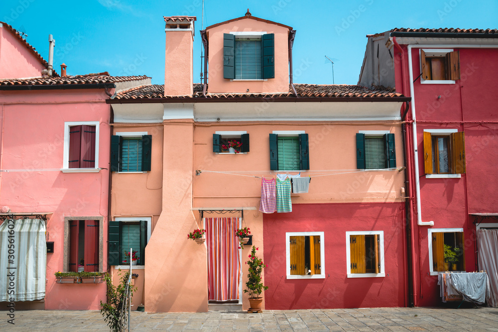 Colored italian houses in the Burano island 