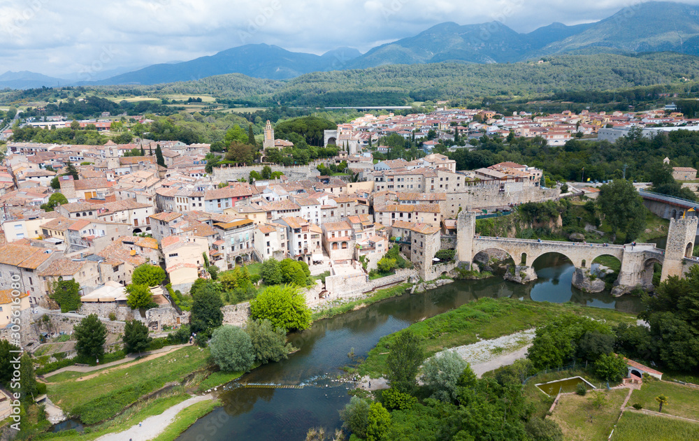 View from drone of Besalu