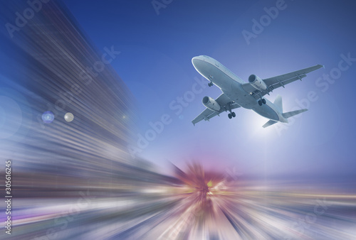 Airplane with blur abstract background © JackF