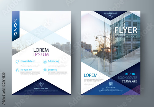 Blue Flyer design, Leaflet cover presentation, book cover template vector, layout in A4 size.