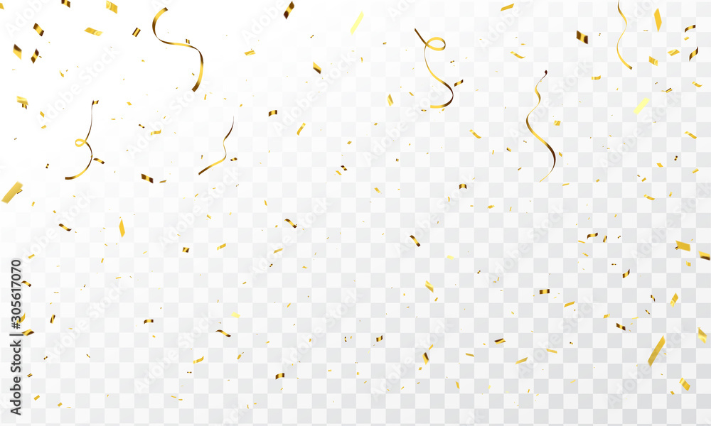 Celebration template with confetti and gold ribbons. luxury greeting rich card. - obrazy, fototapety, plakaty 