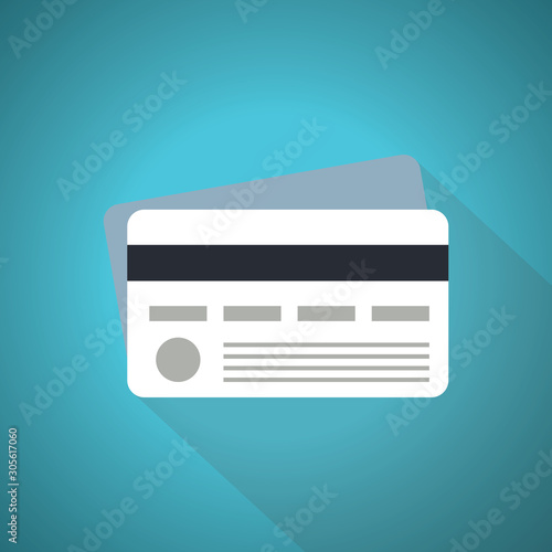Credit Cards illustrations. Front and Back views. Blue Theme Concept. © Apugraphics