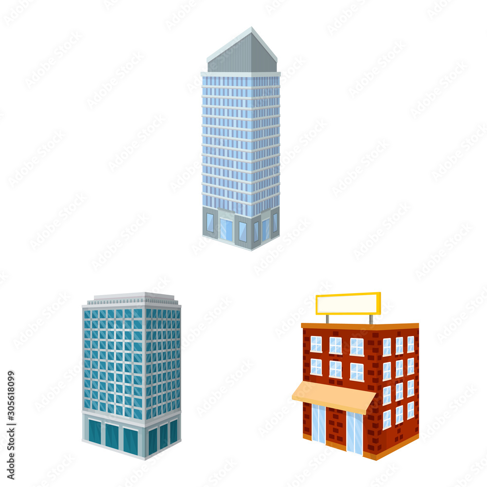 Vector design of city and build sign. Collection of city and apartment vector icon for stock.