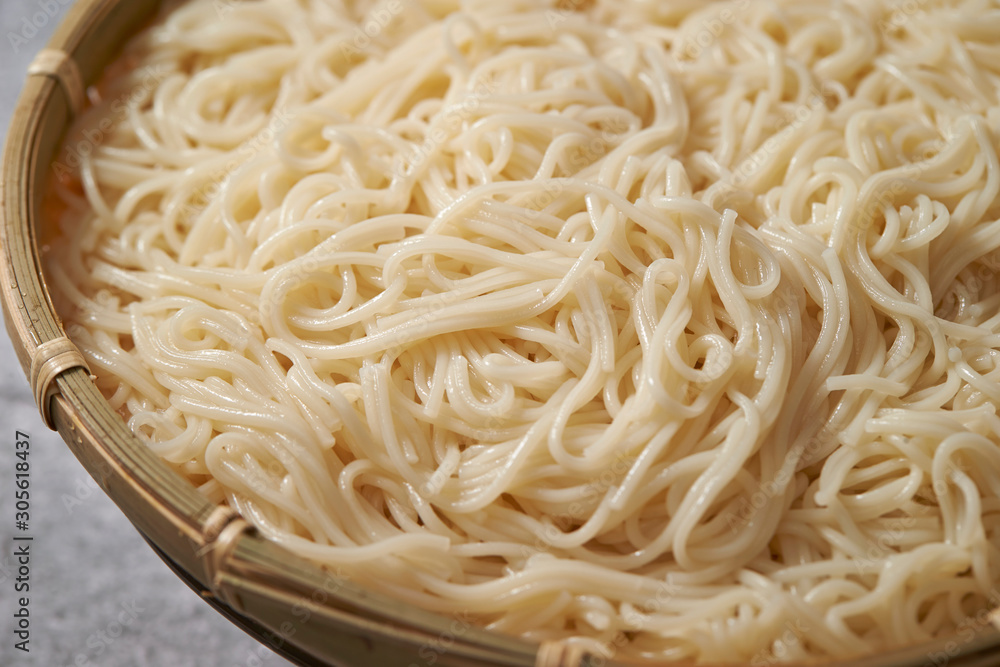 Boiled somen, white thin noodle Boiled somen, white thin noodle