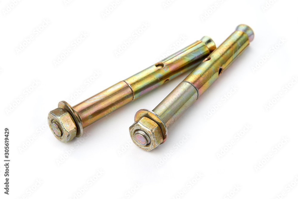 Fischer anchor bolt set isolated on white background - image Fischer anchor bolt set isolated on white background - image
