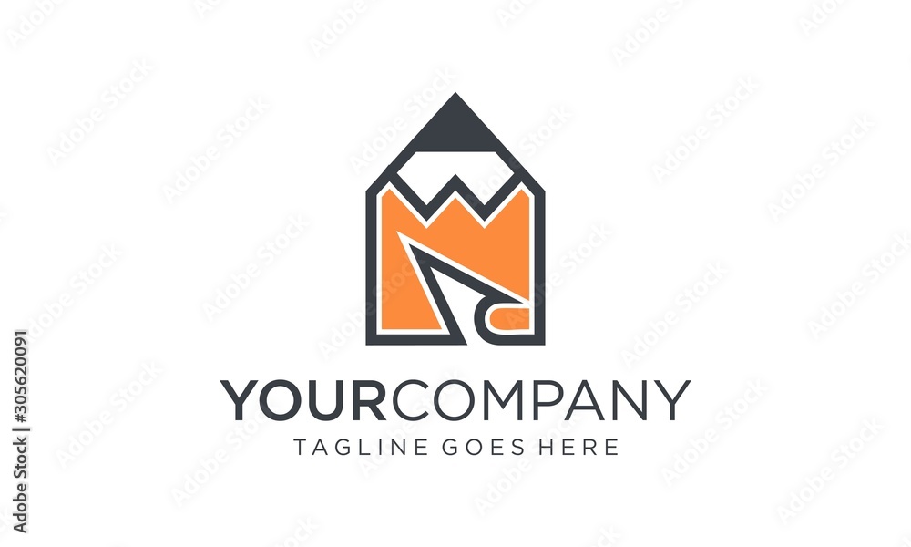 Pencil and paper logo design concept on white background Pencil and paper logo design concept on white background