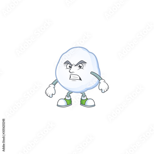 Snowball cartoon character style with angry face