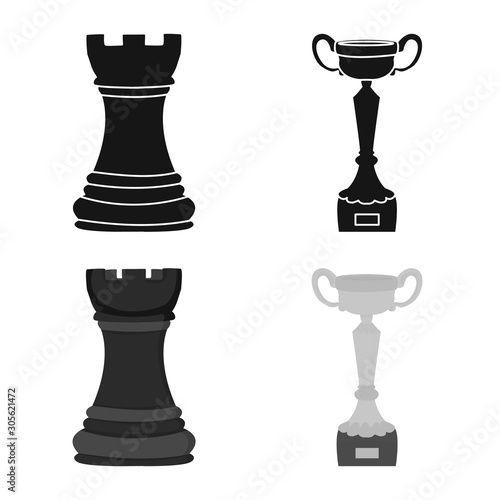 Vector illustration of checkmate and thin logo. Collection of checkmate and target stock symbol for web.