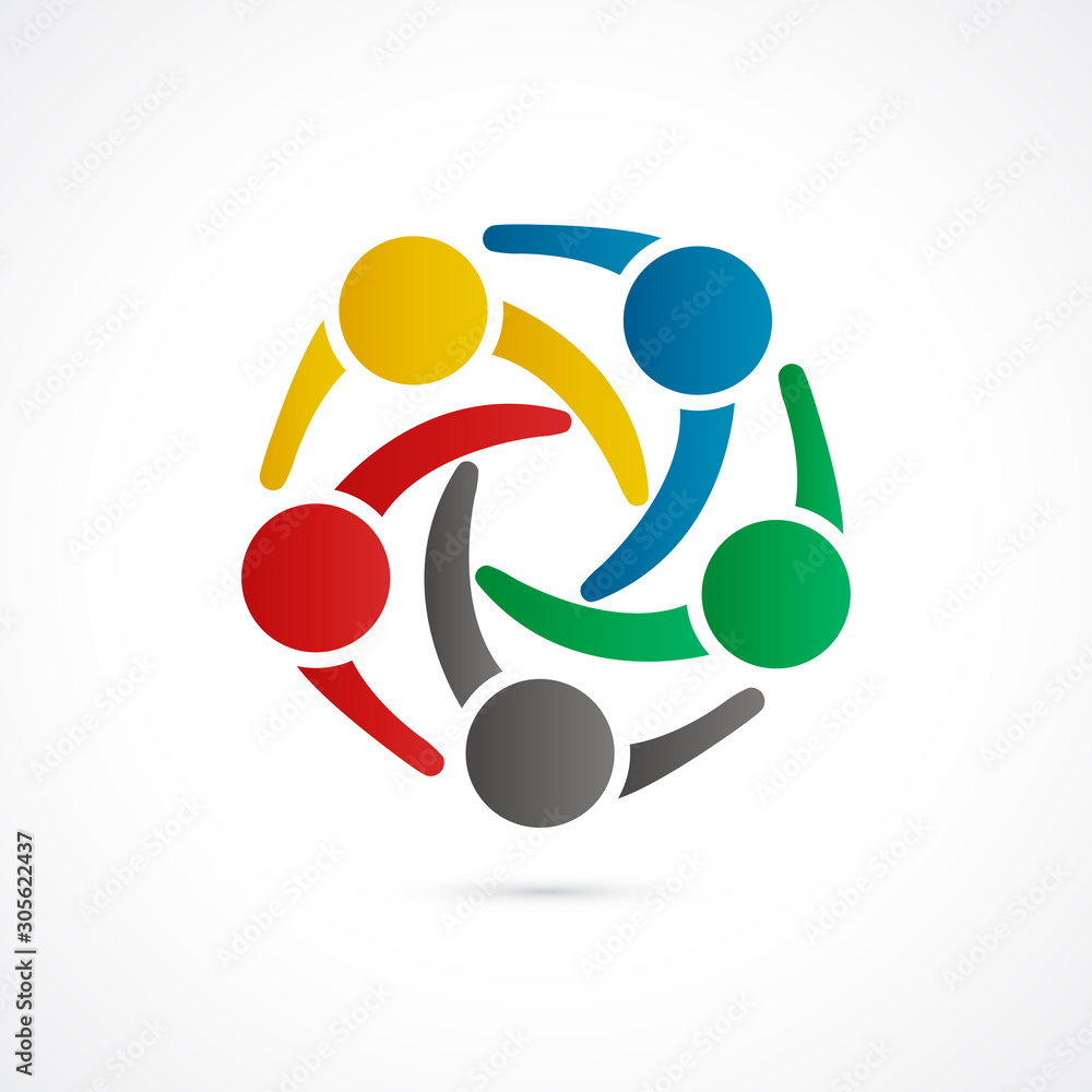 Logo teamwork unity business people icon Stock Vector | Adobe Stock