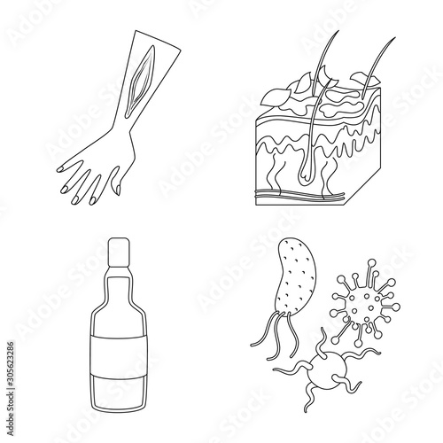 Isolated object of disease and healthcare logo. Collection of disease and pain stock vector illustration.