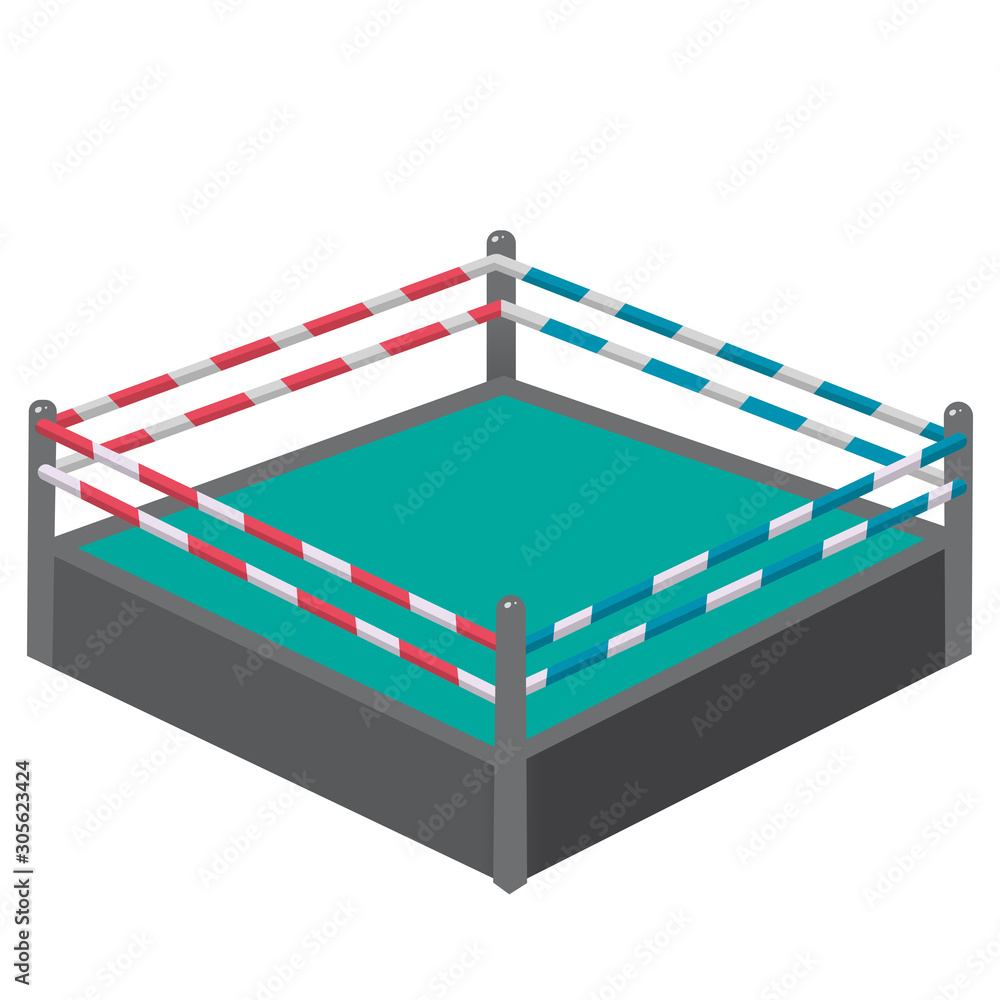 Color image of cartoon boxing ring or tatami on white background. Sports  equipment. Boxing. Vector illustration. Stock Vector | Adobe Stock