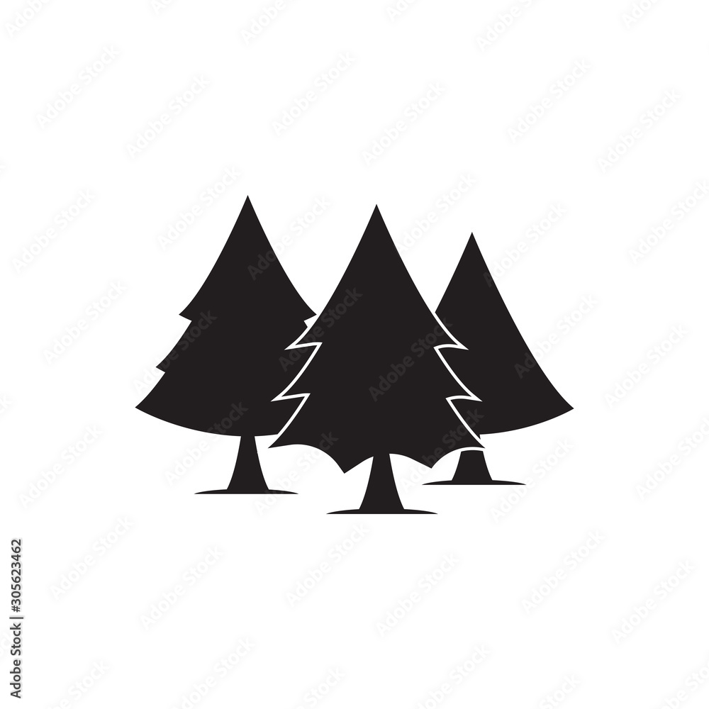 Set of Vector black christmas tree Set of Vector black christmas tree