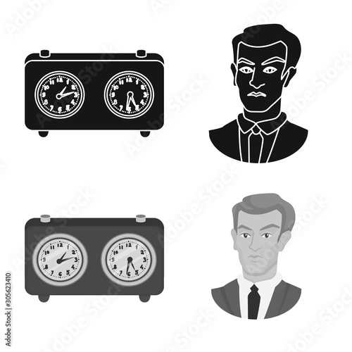 Vector illustration of checkmate and thin logo. Collection of checkmate and target vector icon for stock.