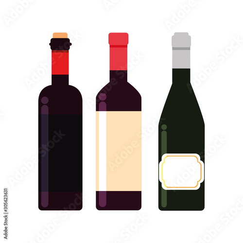 wine bottles flat style icon