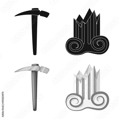 Isolated object of story and items sign. Collection of story and attributes stock vector illustration.